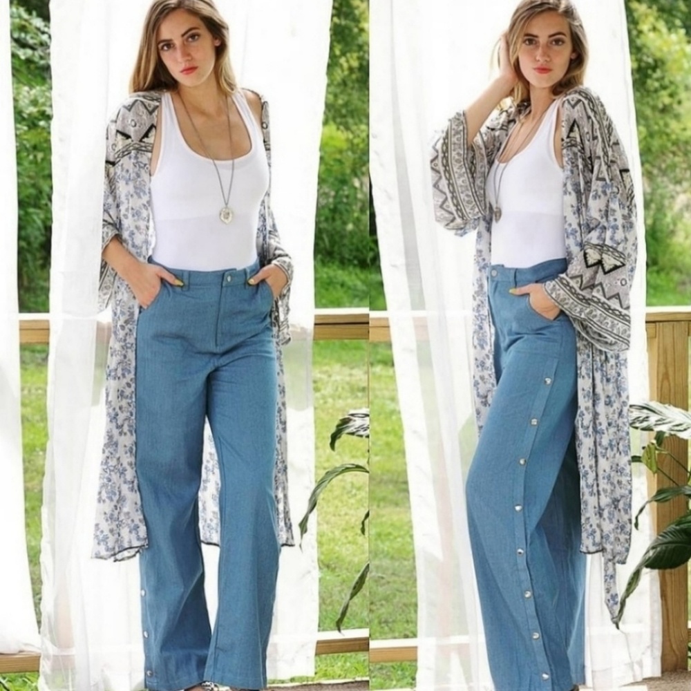 Side snap jeans